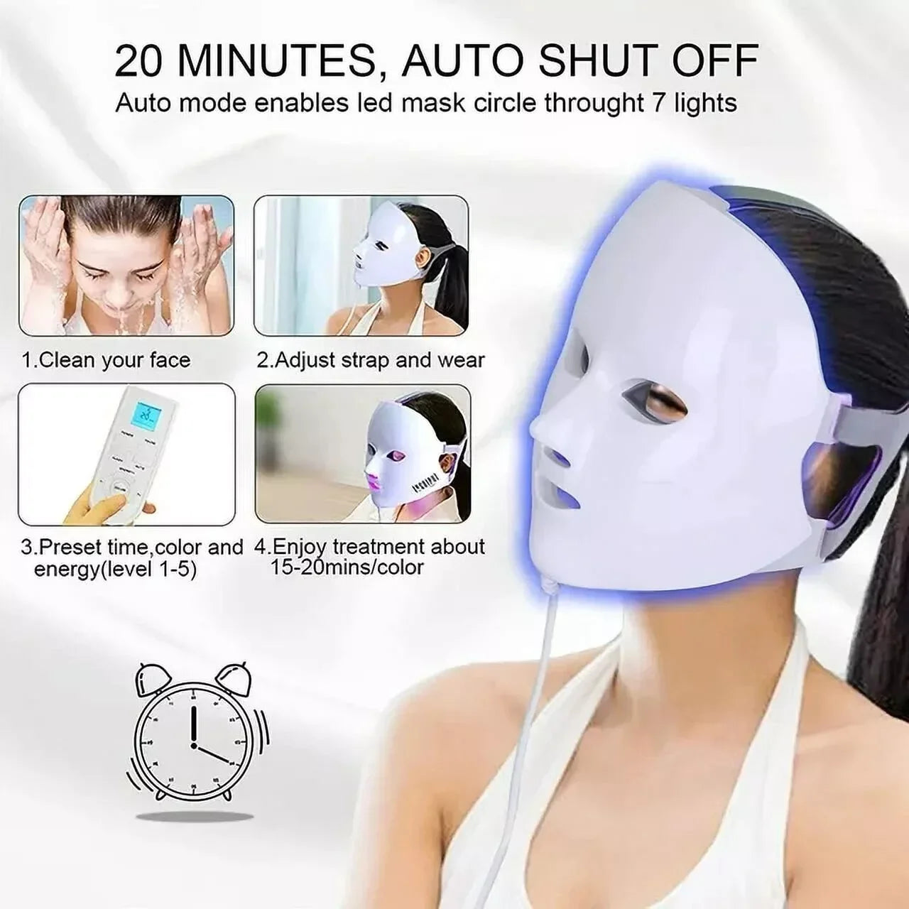 MASQUE FACIAL LED™ - Révélez Votre Éclat Naturel avec une Technologie Avancée!